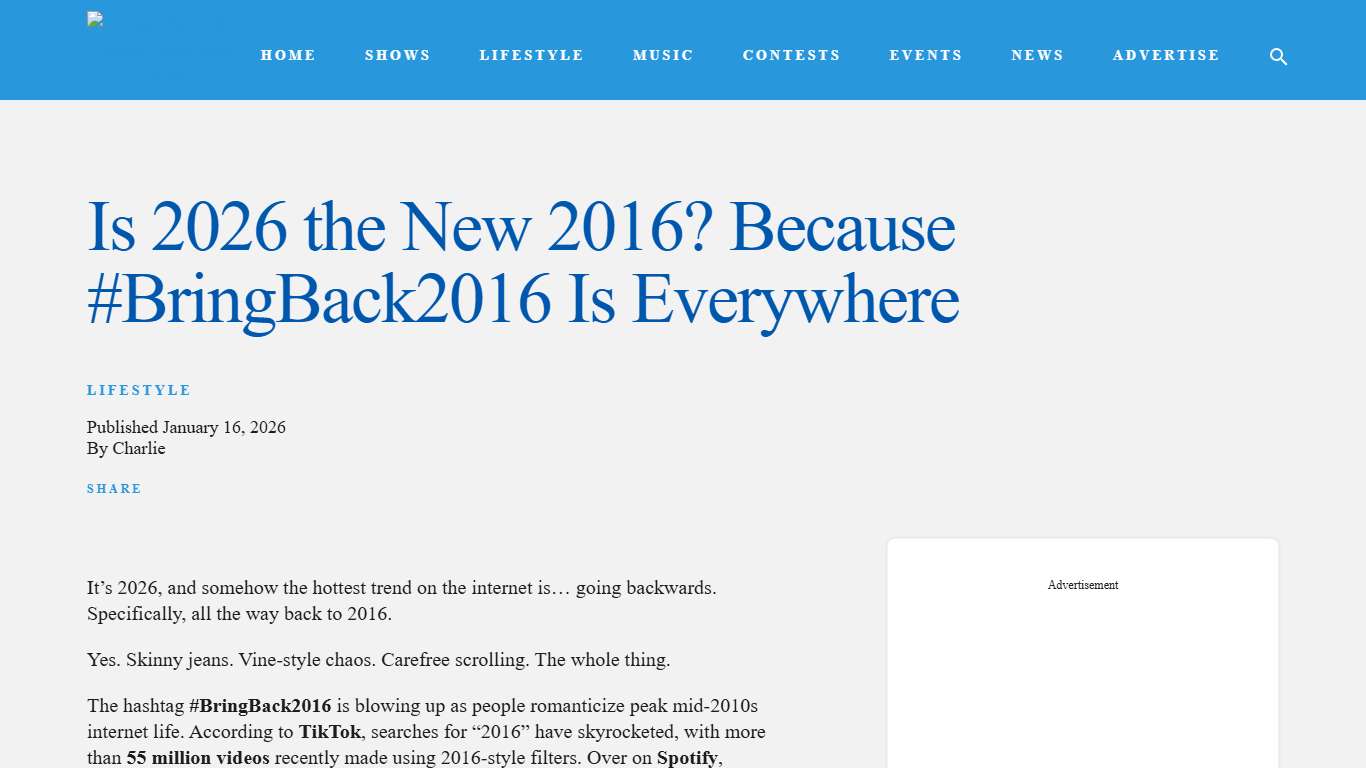 Is 2026 the New 2016? Because #BringBack2016 Is Everywhere 107.5 Kool FM
